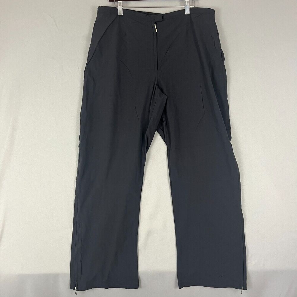 VINTAGE‎ Nike Pants Womens Large 12-14 Charcoal Chino Windbreaker Ankle Side Zip